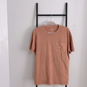 Goodfellow Short Sleeve Shirt with Pocket Men Crewneck orange Peach fall autumn
